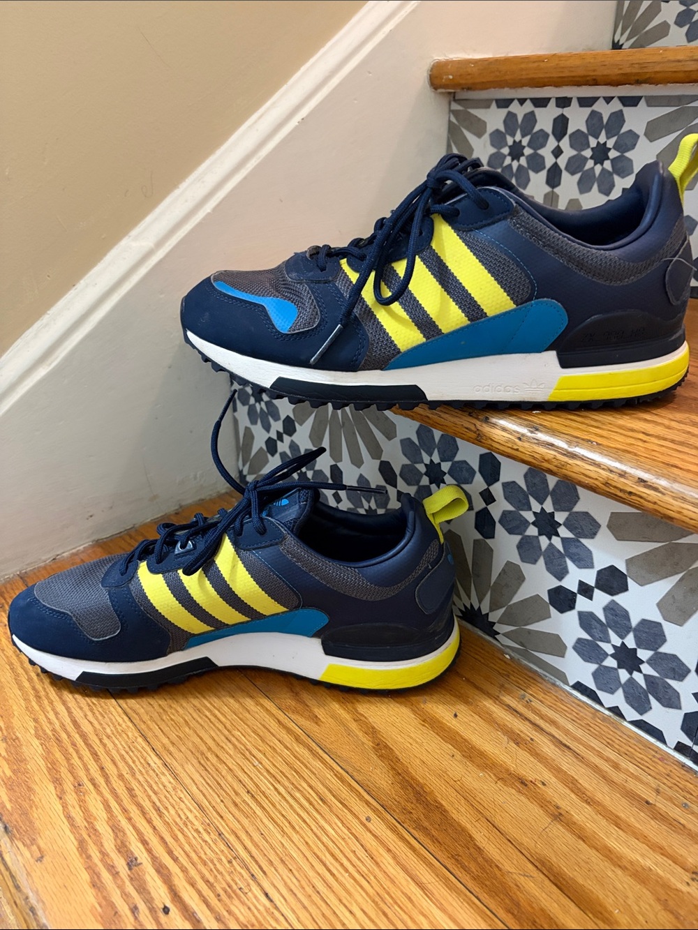 adidas Navy and Yellow Retro Runner Sneakers